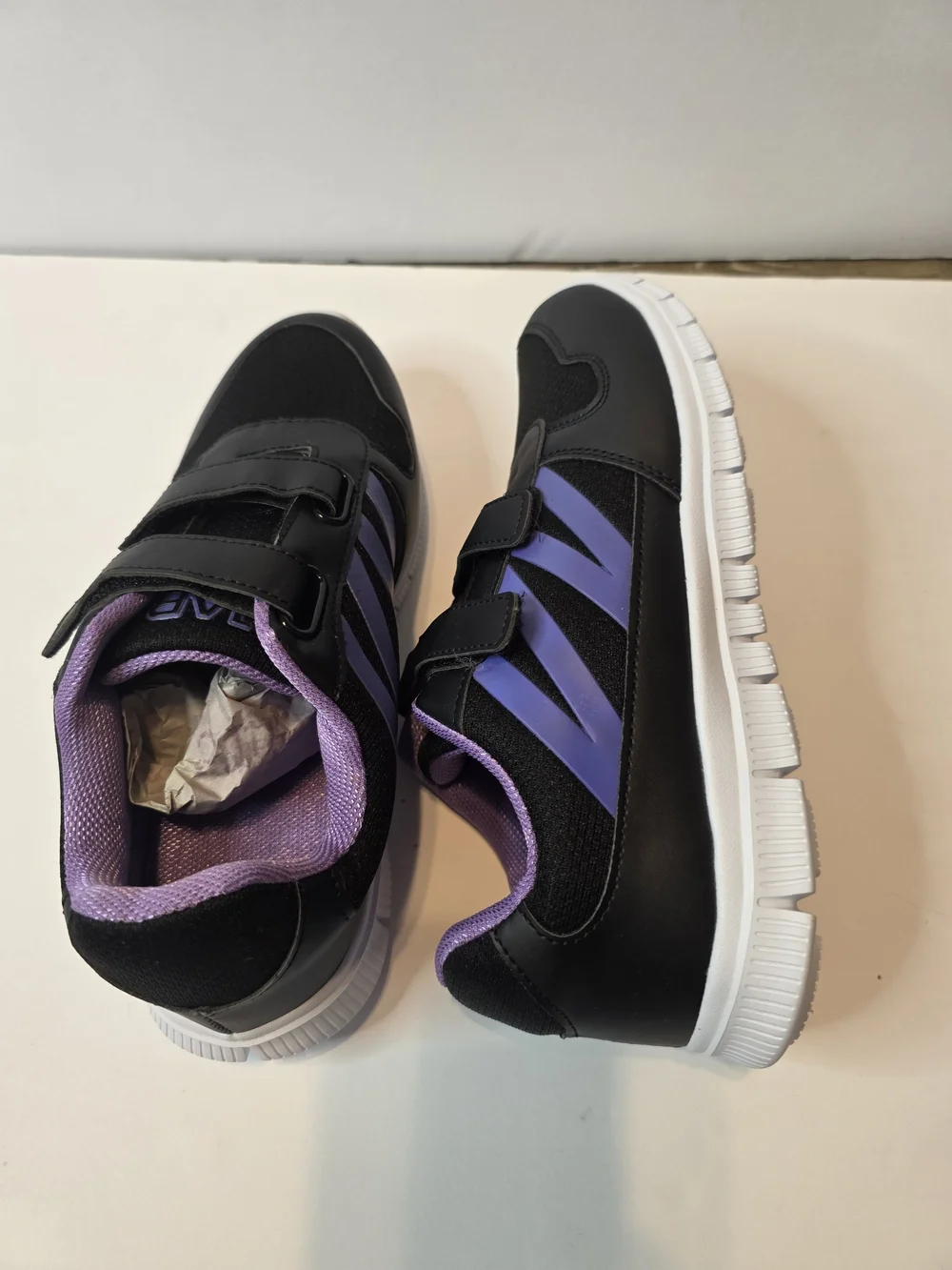 Amazon Kids Black and Purple Hook-and-Loop Sneakers